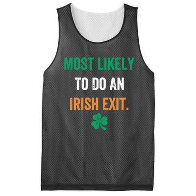 Most Likely To Do An Irish Exit Funny Mesh Reversible Basketball Jersey Tank