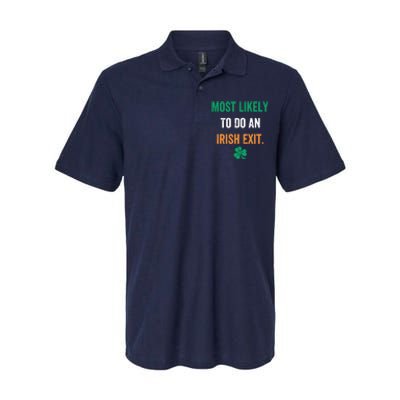 Most Likely To Do An Irish Exit Funny Softstyle Adult Sport Polo