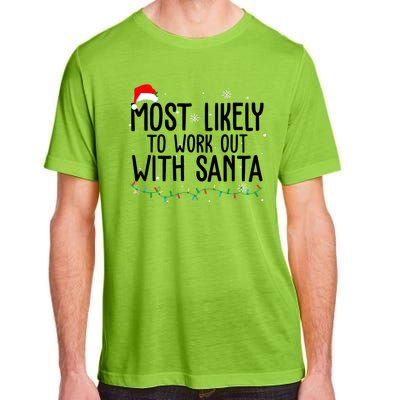 Most Likely To Work Out With Santa Funny Christmas Adult ChromaSoft Performance T-Shirt