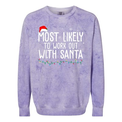 Most Likely To Work Out With Santa Funny Christmas Colorblast Crewneck Sweatshirt