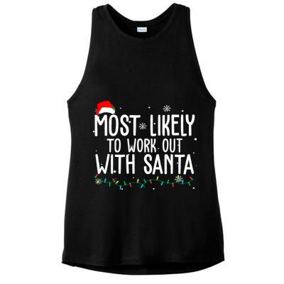 Most Likely To Work Out With Santa Funny Christmas Ladies PosiCharge Tri-Blend Wicking Tank