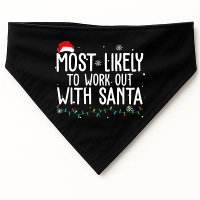 Most Likely To Work Out With Santa Funny Christmas USA-Made Doggie Bandana