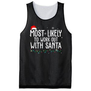 Most Likely To Work Out With Santa Funny Christmas Mesh Reversible Basketball Jersey Tank