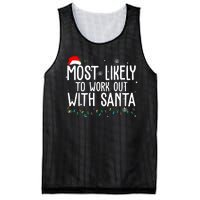 Most Likely To Work Out With Santa Funny Christmas Mesh Reversible Basketball Jersey Tank