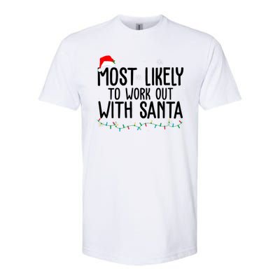 Most Likely To Work Out With Santa Funny Christmas Softstyle CVC T-Shirt