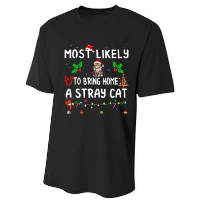 Most Likely To Bring Home Stray Cat Family Matching  Performance Sprint T-Shirt