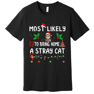 Most Likely To Bring Home Stray Cat Family Matching  Premium T-Shirt