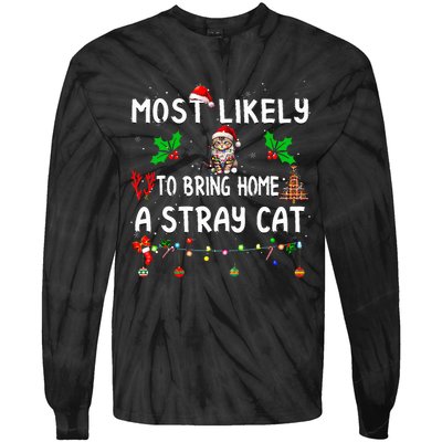 Most Likely To Bring Home Stray Cat Family Matching  Tie-Dye Long Sleeve Shirt