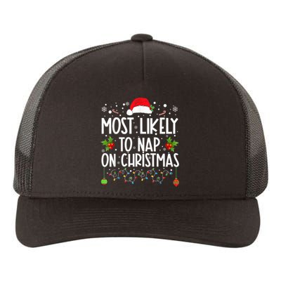 Most Likely To Nap On Christmas Funny Family Christmas Yupoong Adult 5-Panel Trucker Hat