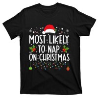 Most Likely To Nap On Christmas Funny Family Christmas T-Shirt