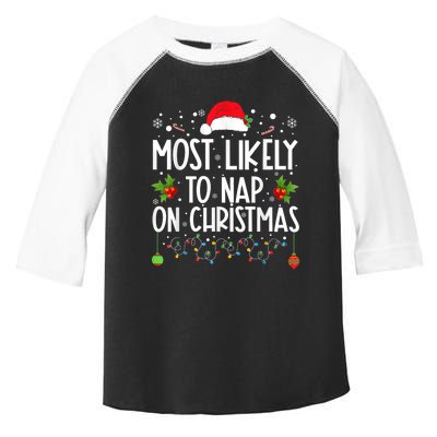 Most Likely To Nap On Christmas Funny Family Christmas Toddler Fine Jersey T-Shirt