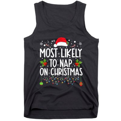 Most Likely To Nap On Christmas Funny Family Christmas Tank Top