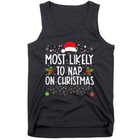 Most Likely To Nap On Christmas Funny Family Christmas Tank Top