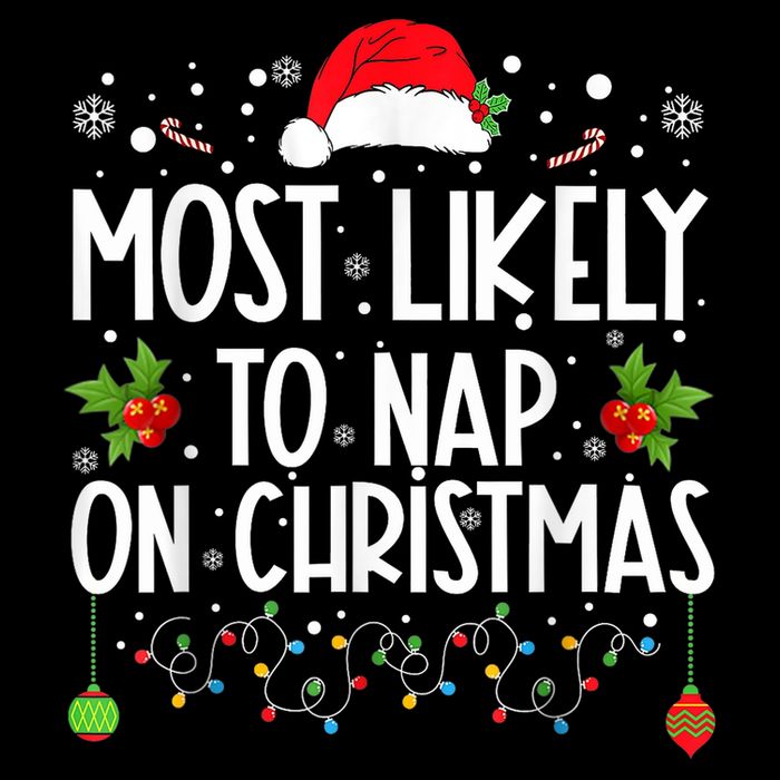 Most Likely To Nap On Christmas Funny Family Christmas Kids Hoodie