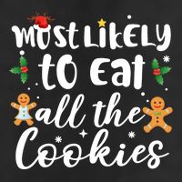 Most Likely To Eat All The Cookies Funny Christmas 7 Panel Mesh Trucker Snapback Hat