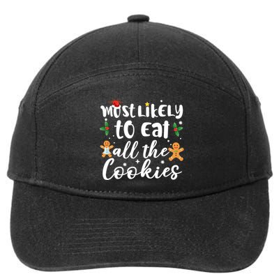 Most Likely To Eat All The Cookies Funny Christmas 7-Panel Snapback Hat