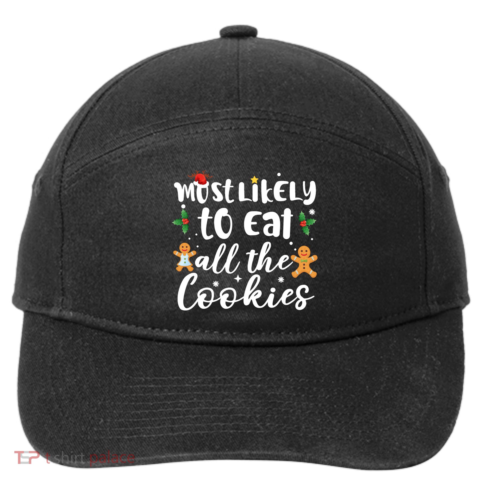 Most Likely To Eat All The Cookies Funny Christmas 7-Panel Snapback Hat