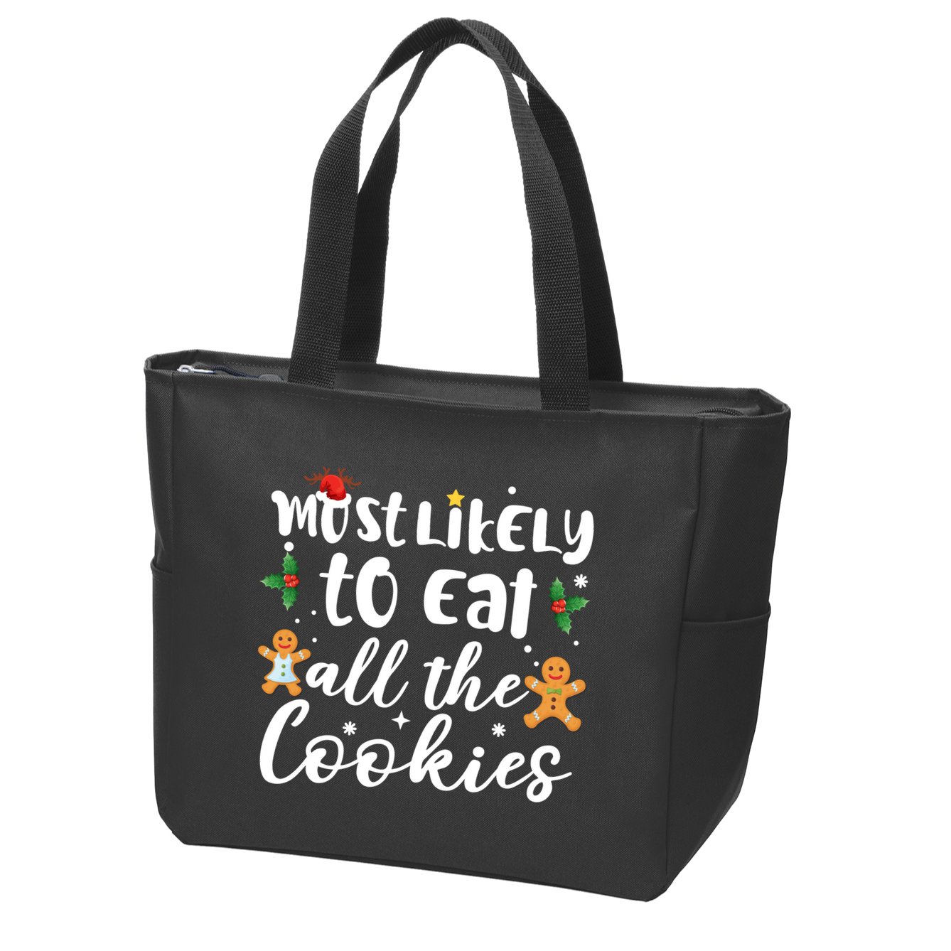 Most Likely To Eat All The Cookies Funny Christmas Zip Tote Bag