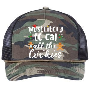 Most Likely To Eat All The Cookies Funny Christmas Retro Rope Trucker Hat Cap