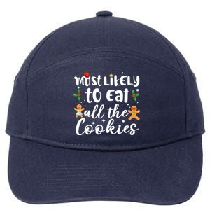 Most Likely To Eat All The Cookies Funny Christmas 7-Panel Snapback Hat