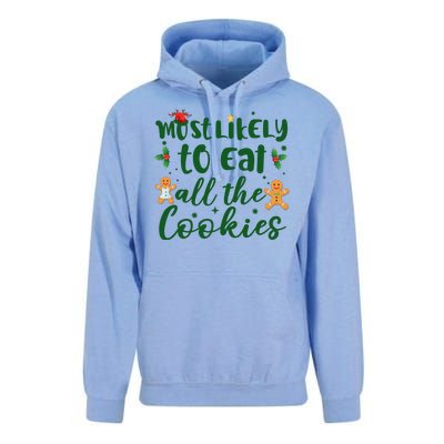 Most Likely To Eat All The Cookies Funny Christmas Unisex Surf Hoodie