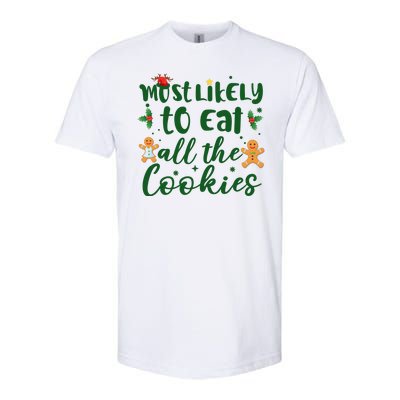 Most Likely To Eat All The Cookies Funny Christmas Softstyle® CVC T-Shirt