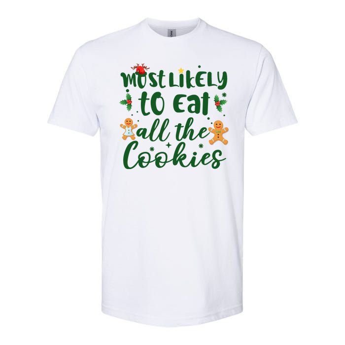 Most Likely To Eat All The Cookies Funny Christmas Softstyle CVC T-Shirt