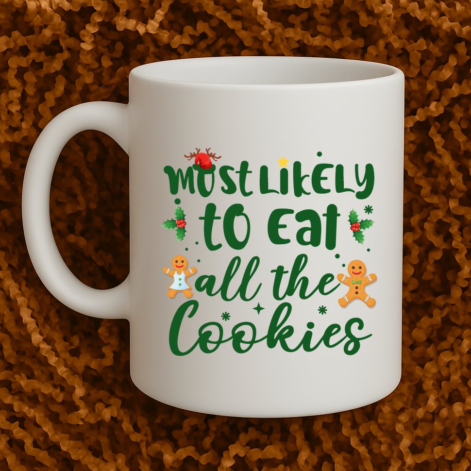 Most Likely To Eat All The Cookies Funny Christmas Mug