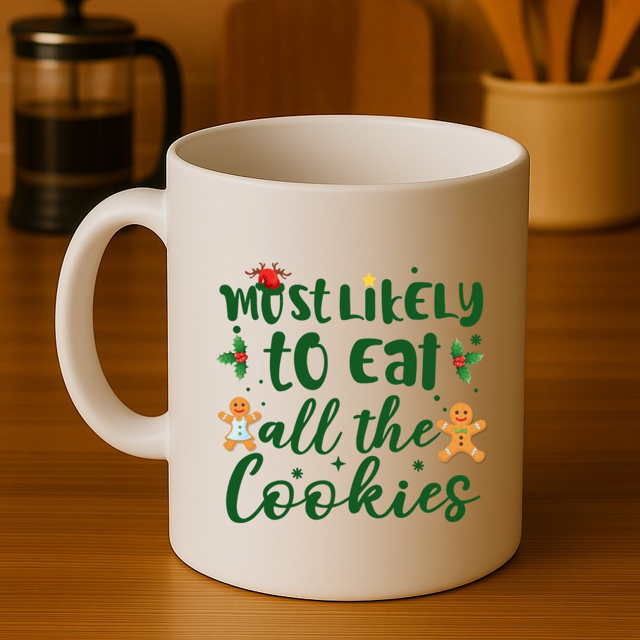 Most Likely To Eat All The Cookies Funny Christmas Mug