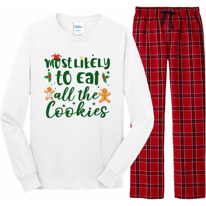 Most Likely To Eat All The Cookies Funny Christmas Long Sleeve Pajama Set