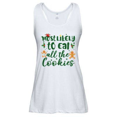 Most Likely To Eat All The Cookies Funny Christmas Ladies Essential Flowy Tank