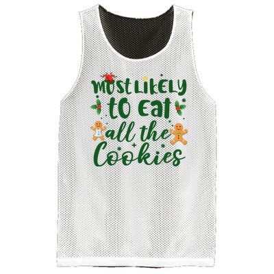 Most Likely To Eat All The Cookies Funny Christmas Mesh Reversible Basketball Jersey Tank