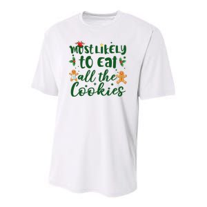 Most Likely To Eat All The Cookies Funny Christmas Youth Performance Sprint T-Shirt