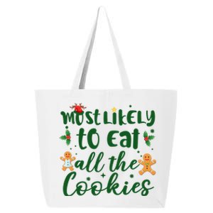 Most Likely To Eat All The Cookies Funny Christmas 25L Jumbo Tote