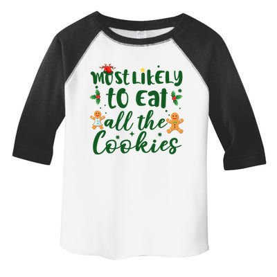 Most Likely To Eat All The Cookies Funny Christmas Toddler Fine Jersey T-Shirt