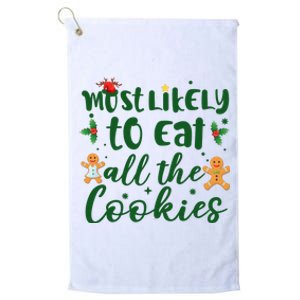 Most Likely To Eat All The Cookies Funny Christmas Platinum Collection Golf Towel