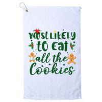 Most Likely To Eat All The Cookies Funny Christmas Golf Towel