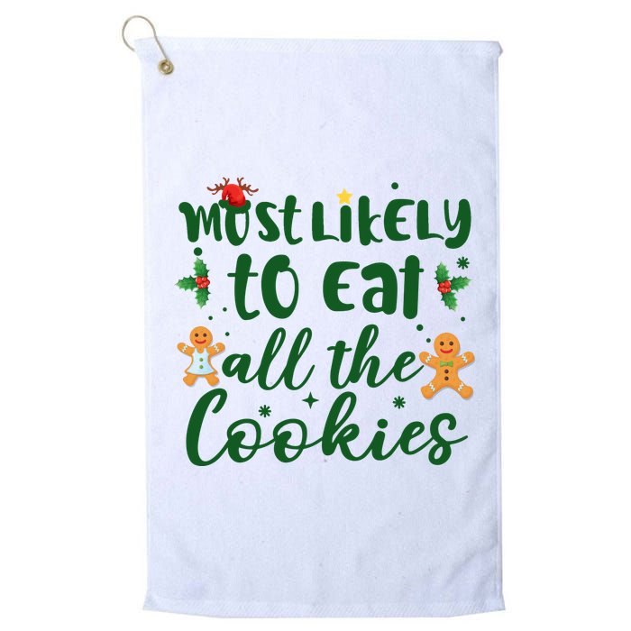 Most Likely To Eat All The Cookies Funny Christmas Golf Towel