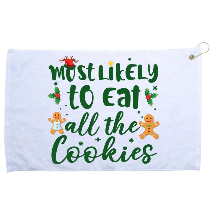 Most Likely To Eat All The Cookies Funny Christmas Grommeted Golf Towel