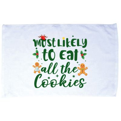 Most Likely To Eat All The Cookies Funny Christmas Microfiber Hand Towel