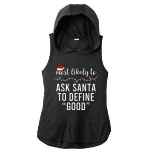 Most Likely To Christmas  Matching Family Pajamas Funny Ladies PosiCharge Tri-Blend Wicking Draft Hoodie Tank