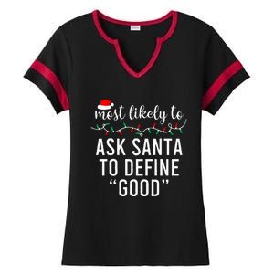 Most Likely To Christmas  Matching Family Pajamas Funny Ladies Halftime Notch Neck Tee