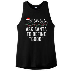 Most Likely To Christmas  Matching Family Pajamas Funny Ladies PosiCharge Tri-Blend Wicking Tank