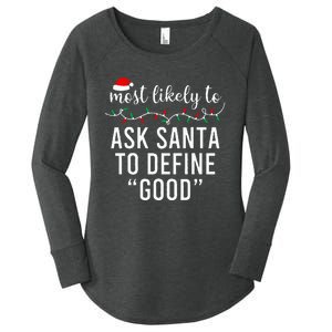 Most Likely To Christmas  Matching Family Pajamas Funny Women's Perfect Tri Tunic Long Sleeve Shirt