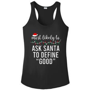 Most Likely To Christmas  Matching Family Pajamas Funny Ladies PosiCharge Competitor Racerback Tank