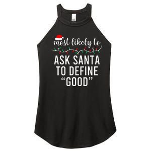 Most Likely To Christmas  Matching Family Pajamas Funny Women's Perfect Tri Rocker Tank