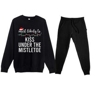 Most Likely To Christmas Matching Family Pajamas Premium Crewneck Sweatsuit Set