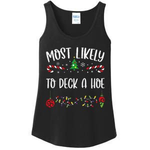 Most Likely To Deck A Hoe Funny Christmas Family Matching Cute Christmas Famil Ladies Essential Tank