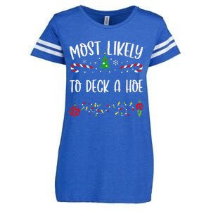 Most Likely To Deck A Hoe Funny Christmas Family Matching Cute Christmas Famil Enza Ladies Jersey Football T-Shirt