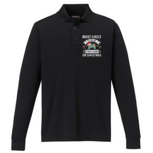 Most Likely To Play Video Gameon Christmas Video Game Lover Gift Performance Long Sleeve Polo